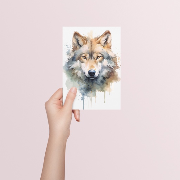 Wolf Portrait Watercolor Wall Art Illustration Print Poster Unframed - Picture 5 of 7